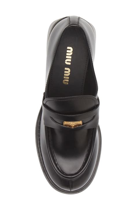 Miu Miu Block Heel Penny Loafer (Women) 